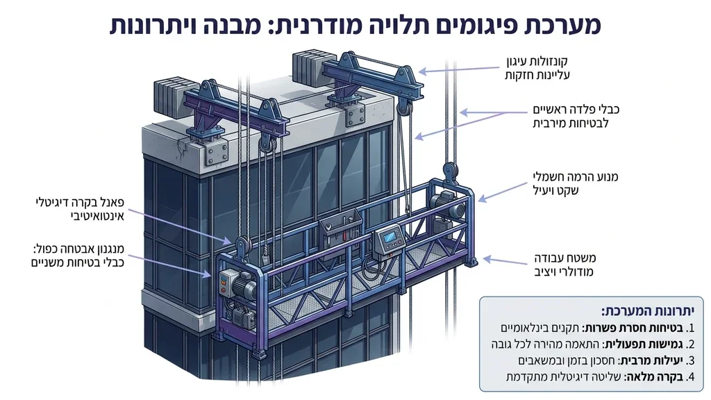 נוצר על ידי מודל בינה מלאכותית Gemini Pro מערכת פיגום תלוי מודרנית ובטיחותית