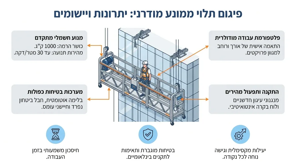 נוצר על ידי מודל בינה מלאכותית Gemini Pro מערכת פיגומים תלויה ממונעת על חזית מבנה