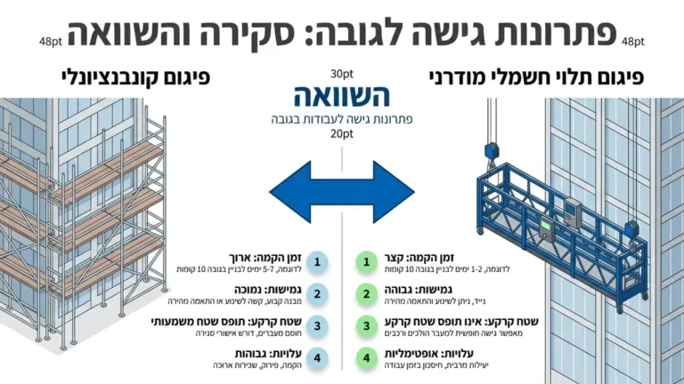 פיגום תלוי חשמלי במהלך עבודות שיפוץ חזיתות בבניין גבוה בראשון לציון