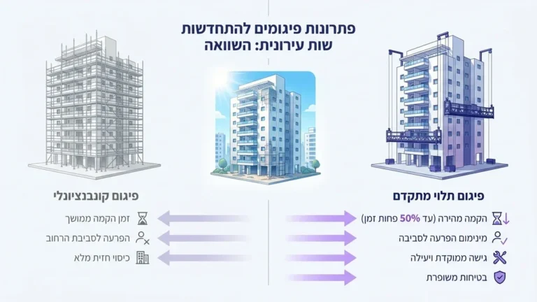 פיגום תלוי חשמלי בפרויקט בנייה בבת ים