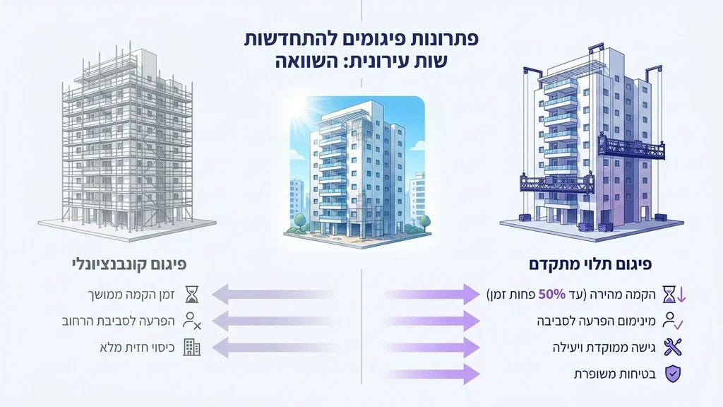 נוצר על ידי מודל בינה מלאכותית Gemini Pro פיגום תלוי חשמלי בפרויקט בנייה בבת ים