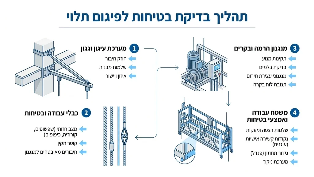 נוצר על ידי מודל בינה מלאכותית Gemini Pro צוות טכני בודק פיגומים תלויים