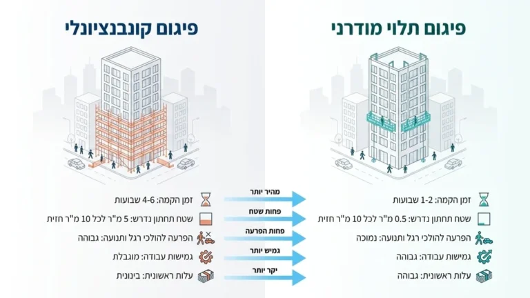 פרויקט שיפוץ חזיתות בראש העין עם פיגומים תלויים