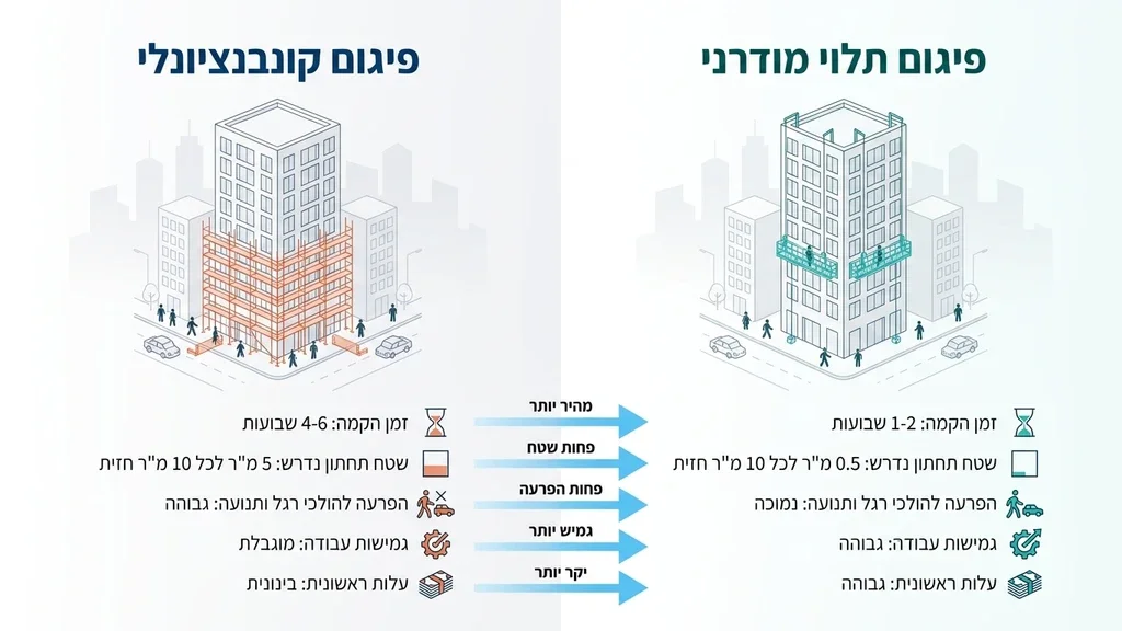 נוצר על ידי מודל בינה מלאכותית Gemini Pro פרויקט שיפוץ חזיתות בראש העין עם פיגומים תלויים