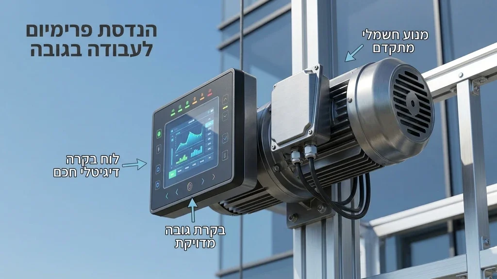 נוצר על ידי מודל בינה מלאכותית Gemini Pro מנוע חשמלי ולוח בקרה מתקדם של פיגום תלוי מאלומיניום