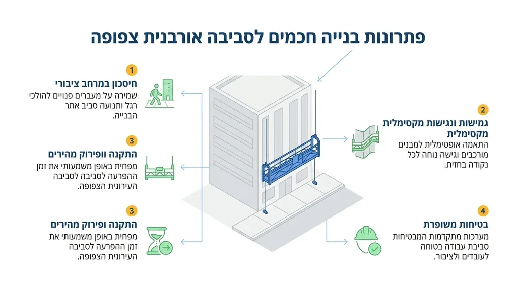 נוצר על ידי מודל בינה מלאכותית Gemini Pro פרויקט בנייה אורבני בפתח תקוה המשלב פיגומים תלויים מקצועיים