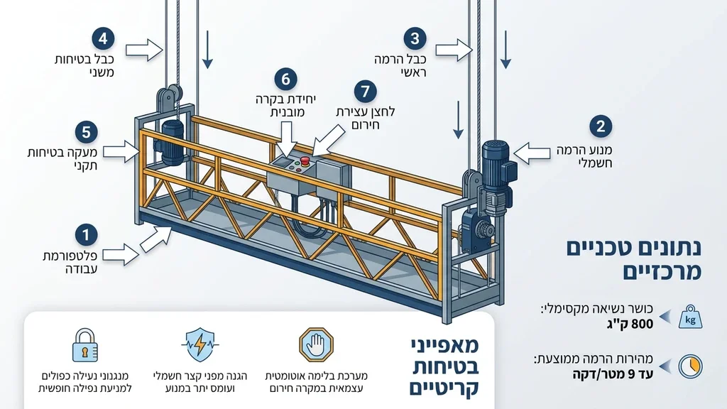 נוצר על ידי מודל בינה מלאכותית Gemini Pro פלטפורמת פיגומים תלויים חשמליים בפעולה