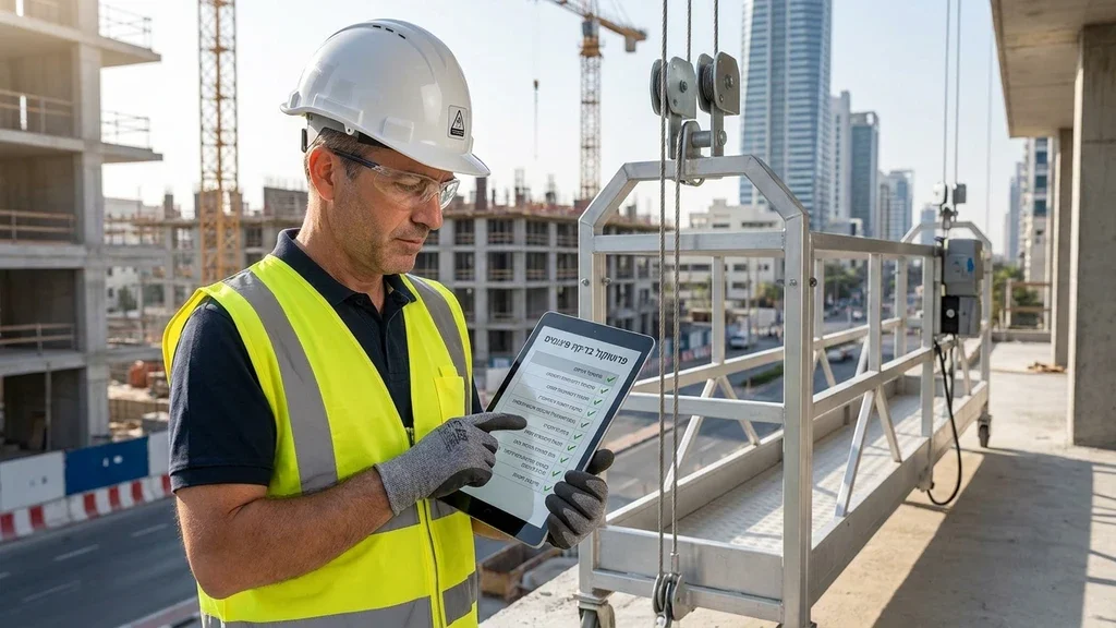נוצר על ידי מודל בינה מלאכותית Gemini Pro מהנדס בטיחות בודק ציוד לעבודות גובה