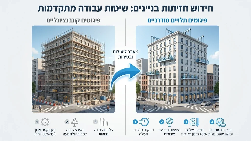 נוצר על ידי מודל בינה מלאכותית Gemini Pro עבודות גובה בפרויקט התחדשות עירונית בהוד השרון