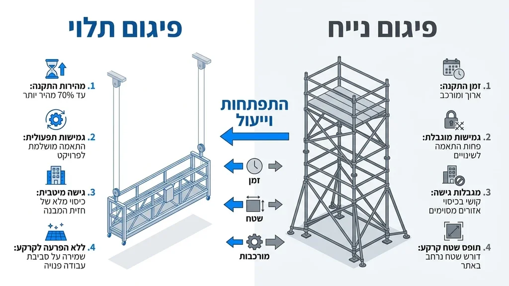 נוצר על ידי מודל בינה מלאכותית Gemini Pro מערכת פיגומים מתקדמת לעבודה בגובה המדגימה יתרונות של חיסכון במקום