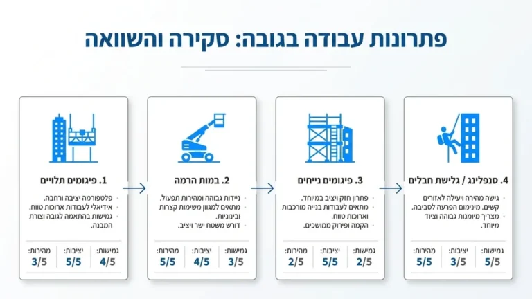 מערכת פיגום תלוי חשמלי בפרויקט בנייה במרכז הארץ
