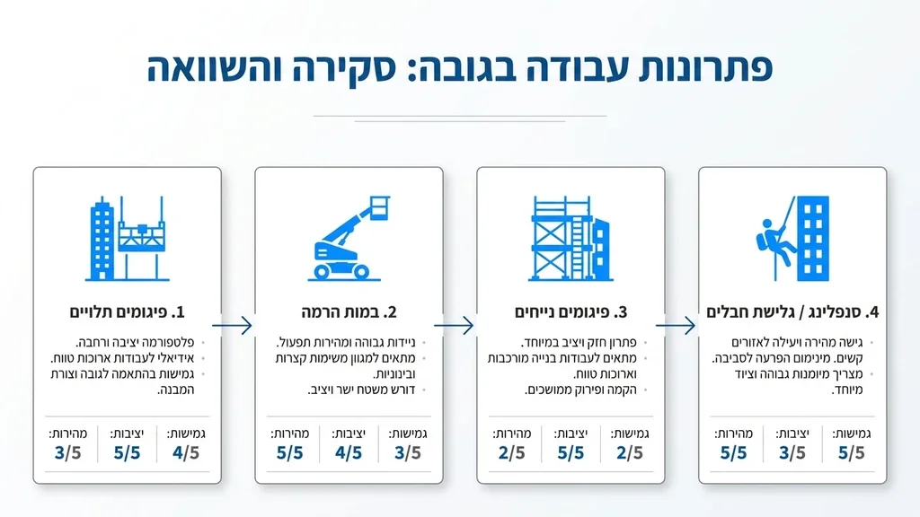 נוצר על ידי מודל בינה מלאכותית Gemini Pro מערכת פיגום תלוי חשמלי בפרויקט בנייה במרכז הארץ