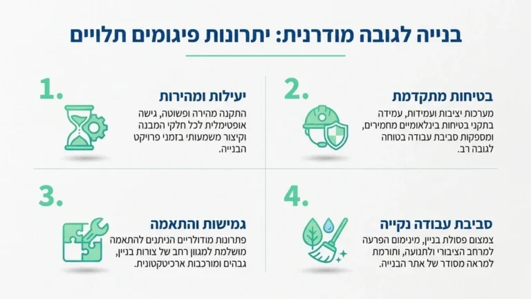 פרויקט בנייה לגובה בעיר חריש עם פיגומים תלויים