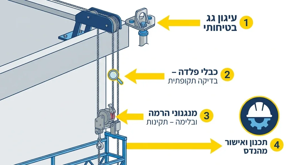 נוצר על ידי מודל בינה מלאכותית Gemini Pro מהנדס בטיחות בודק מערכת פיגום תלוי